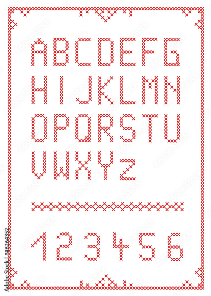 Alphabet in skandinavischem Kreuzstich