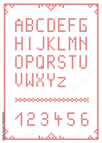 Alphabet in skandinavischem Kreuzstich