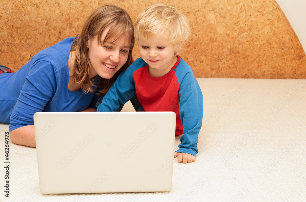 family with computer at home family with computer at home