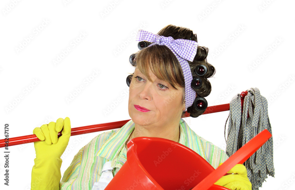 Frustrated Mopping Housewife