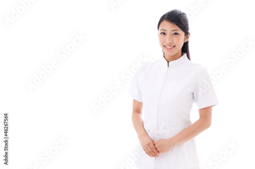 a young asian doctor on white background