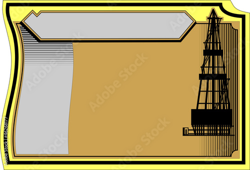 The plate with an oil derrick