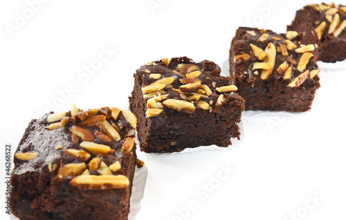 Row of almond brownies