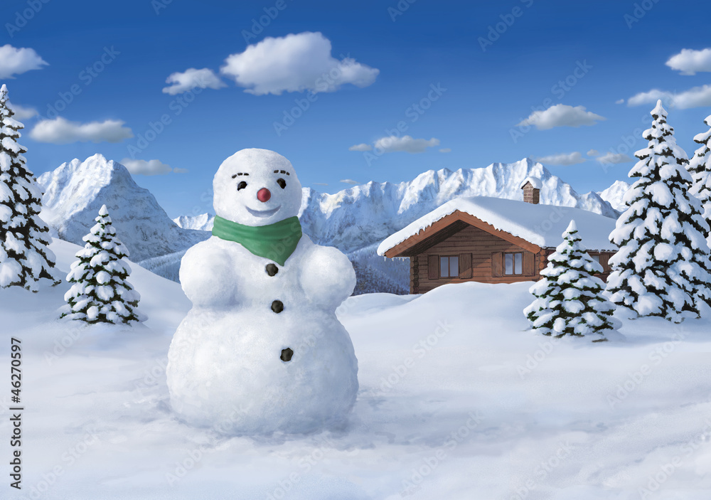 Obraz premium Berge und Schneemann