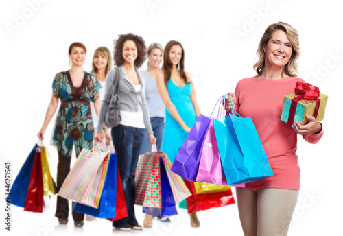 Senior woman with shopping bags.