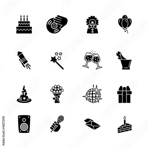 birthday icons set