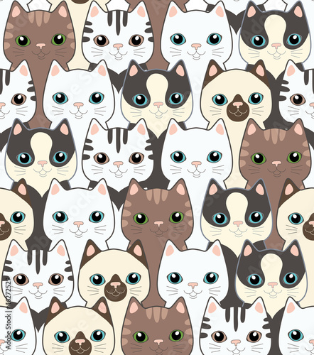 Funny cartoon cats. Seamless pattern