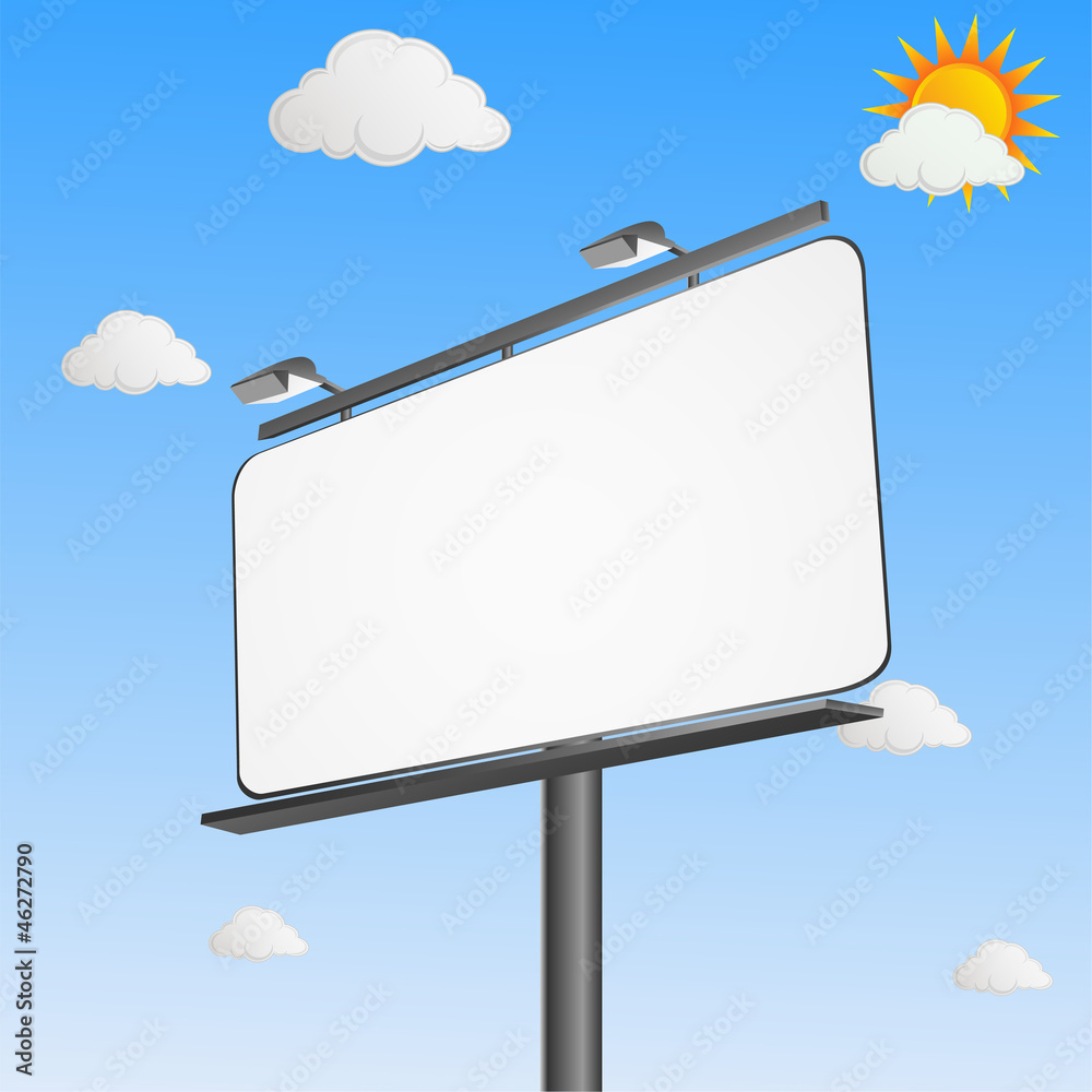 Blank commercial billboard pannel on a Sunny day. Blank commercial billboard pannel on a Sunny day.