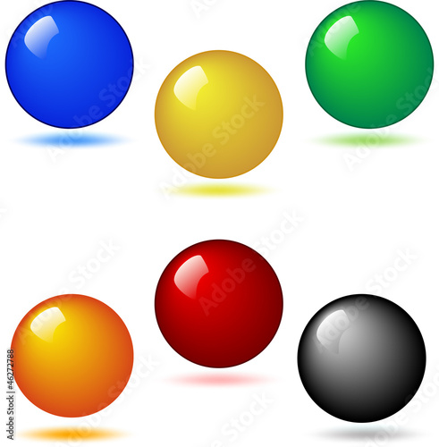 Colored shiny buttons, balls.