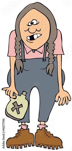 Redneck girl with moonshine