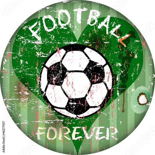 Vintage enamel football sign, grungy vector illustration