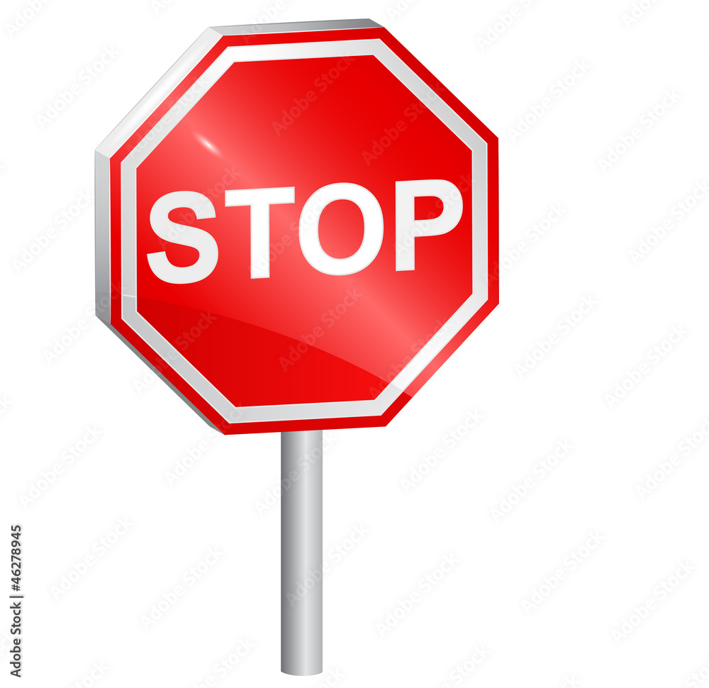 Vector illustration of Stop sign, 3d.