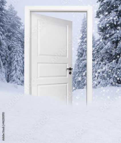 Tür im Winter