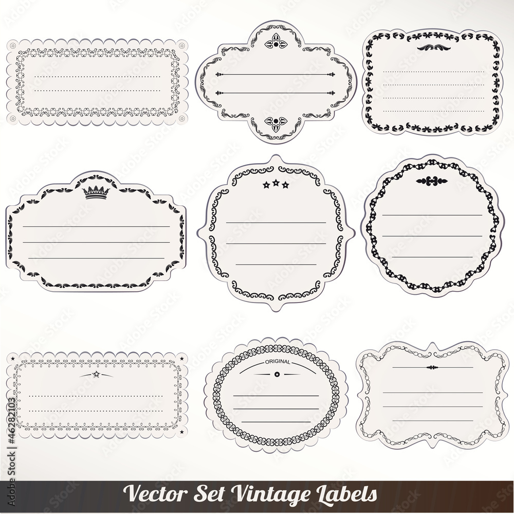 Vector Frame labels Set ornamental vintage decoration