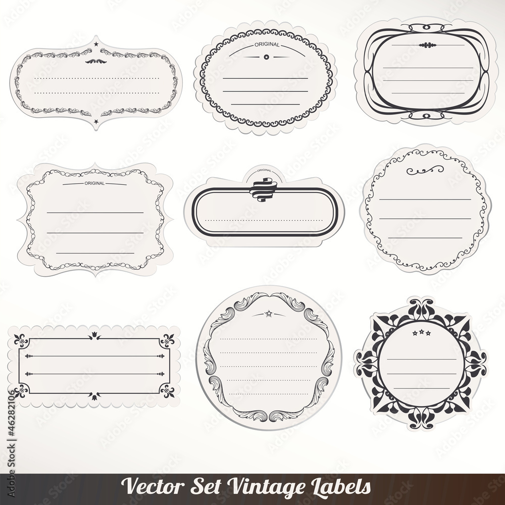 Vector Frame labels Set ornamental vintage decoration