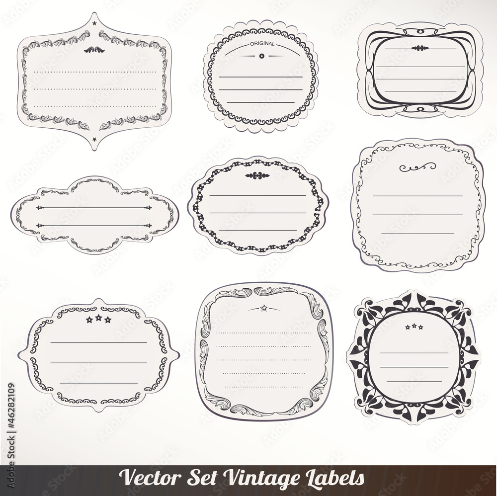 Vector Frame labels Set ornamental vintage decoration