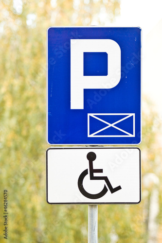 Znak drogowy / Parking miejsce dla inwalidy