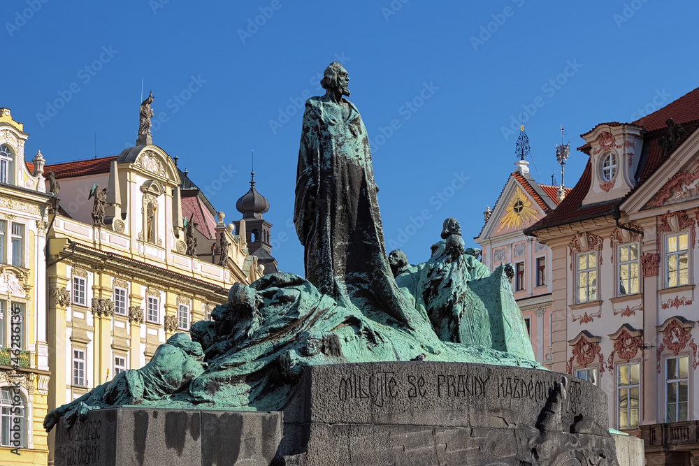 Jan Hus Monument on the Old Town Square in Prague
