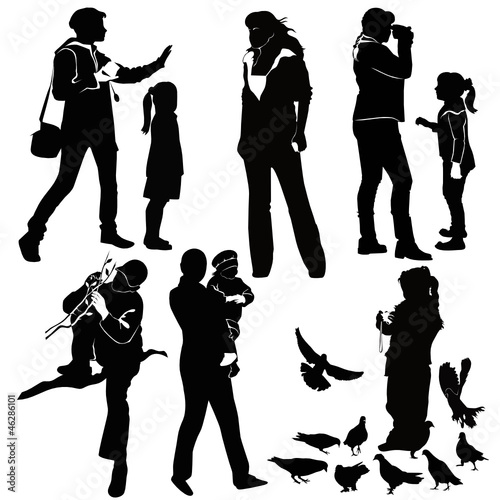 Adults and children family isolated