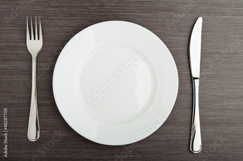 plate fork knife white empty
