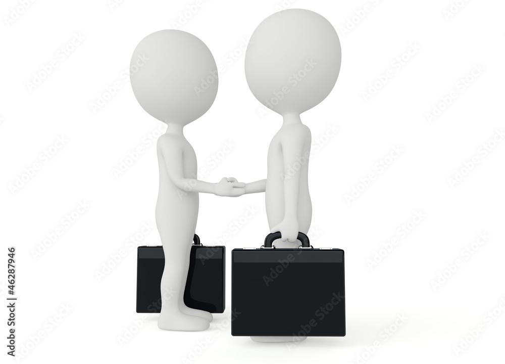 3d humanoid two businessman character with a briefcase 3d humanoid two businessman character with a briefcase