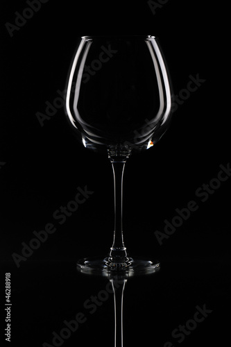Free wine glass isolated black background