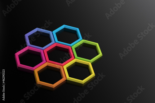 Abstract Colorful Hexagons