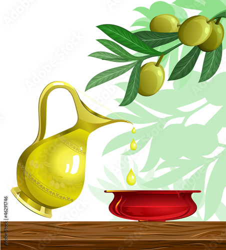 celebrate hanukkah background with oil and olive tree