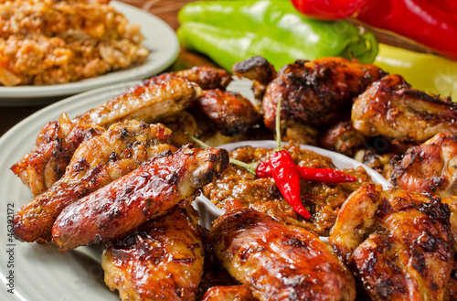 Canvas Print Spicy chicken wings.