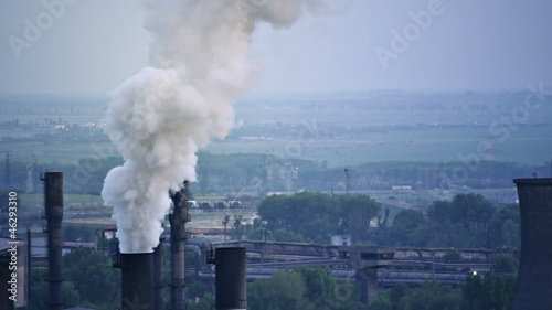 Industrial plant with smoke - air pollution concept