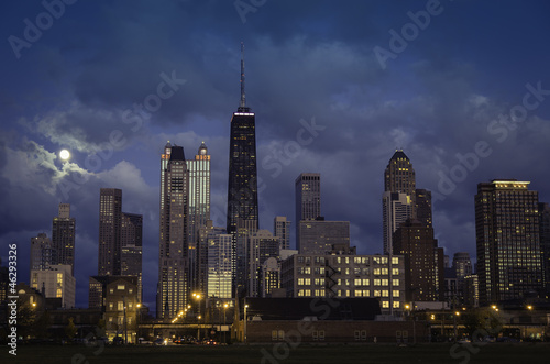 City of Chicago skyline at dusk