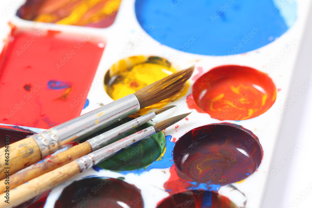 Paints with brush Paints with brush
