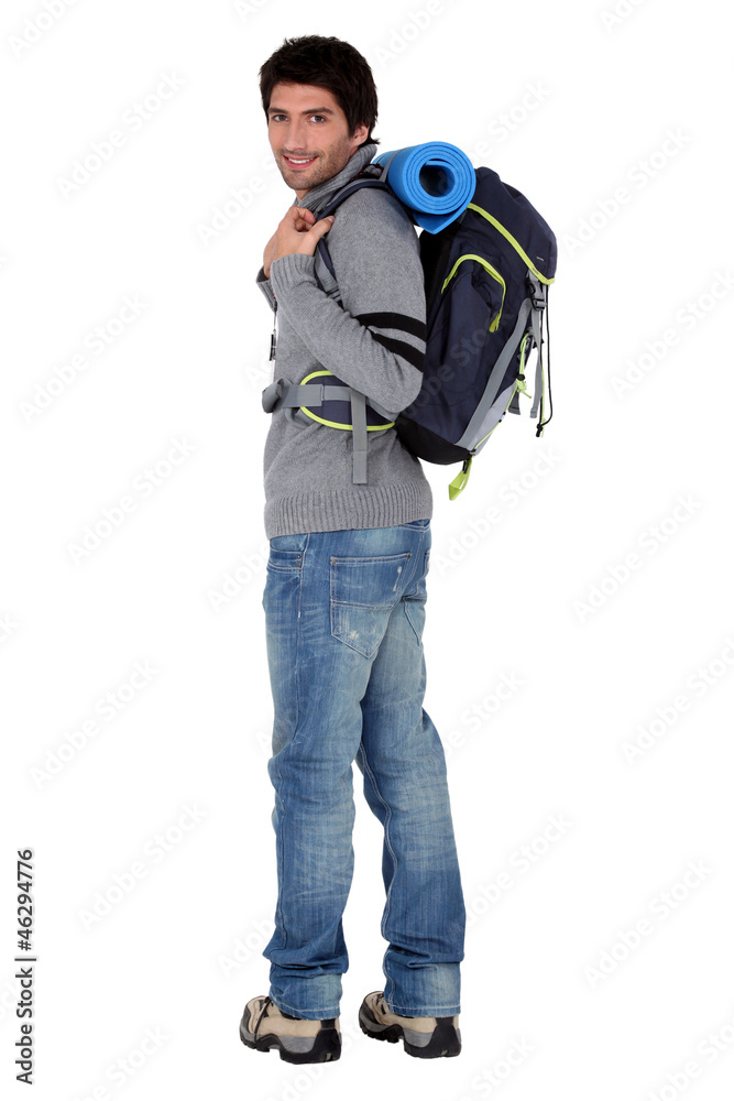 Male hiker with backpack Male hiker with backpack