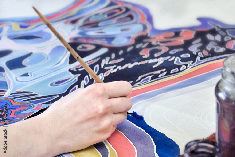 Hand Painting On Fabric Stock Photo Adobe Stock