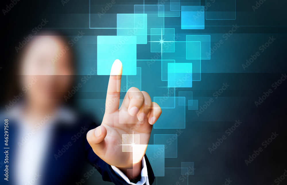 hand of business women pushing a button on a touch screen interf hand of business women pushing a button on a touch screen interf