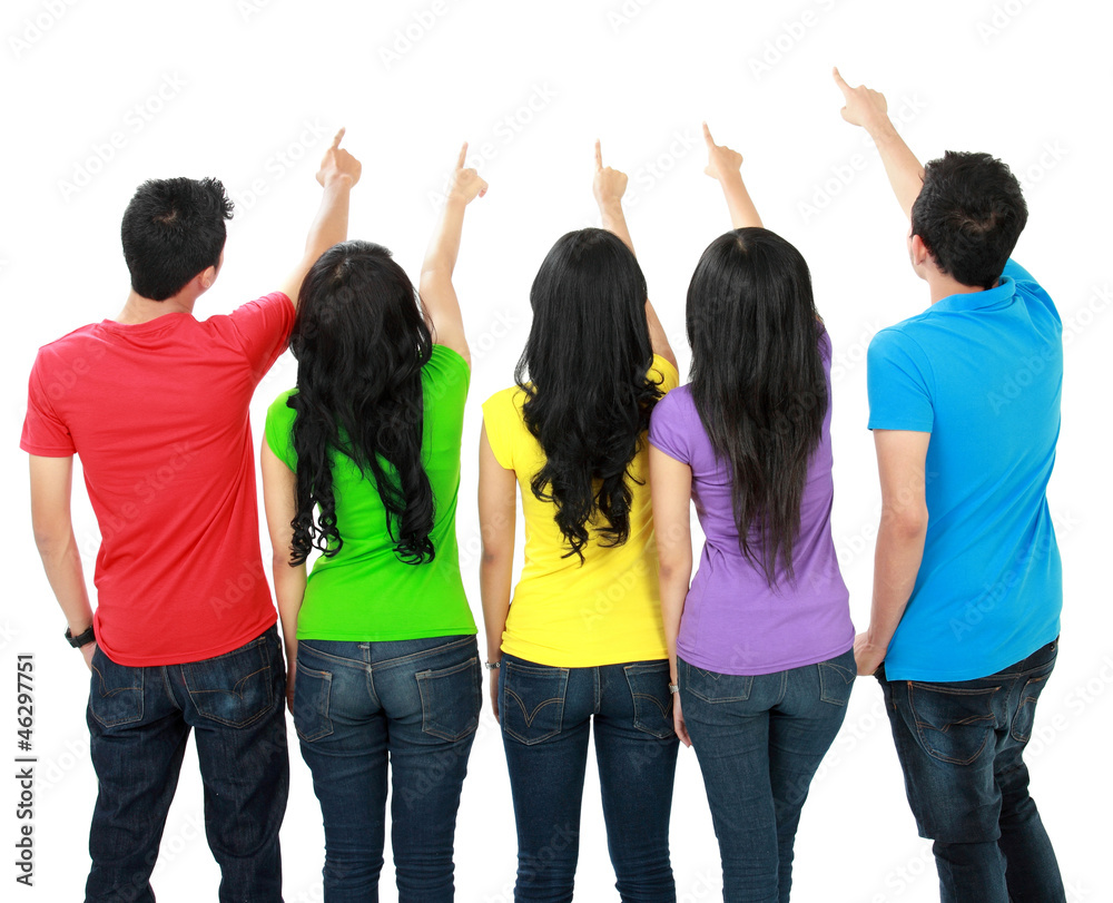 Fototapeta premium people pointing to copy space
