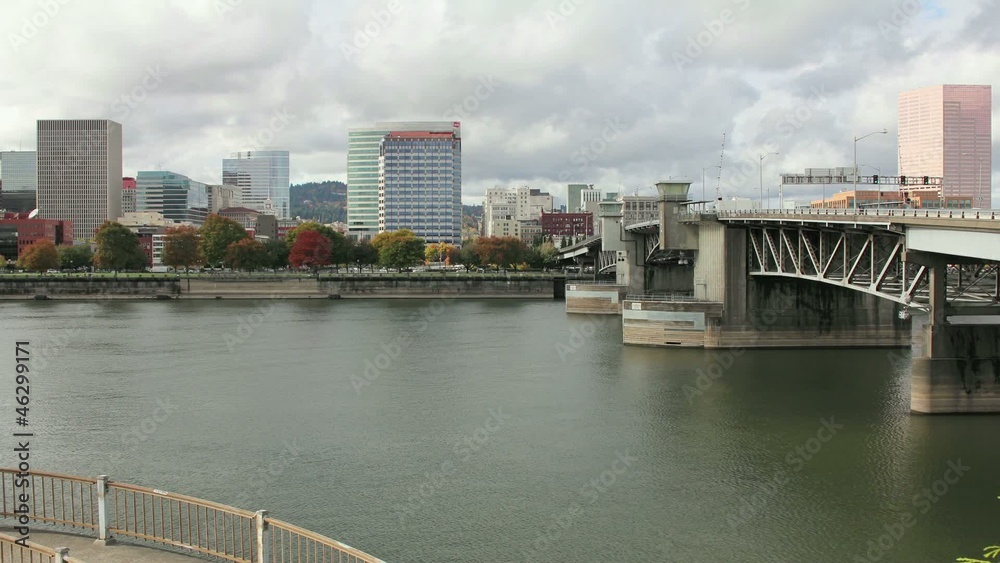 Portland Oregon Downtown along Willamette in Autumn Timelapse Portland Oregon Downtown along Willamette in Autumn Timelapse
