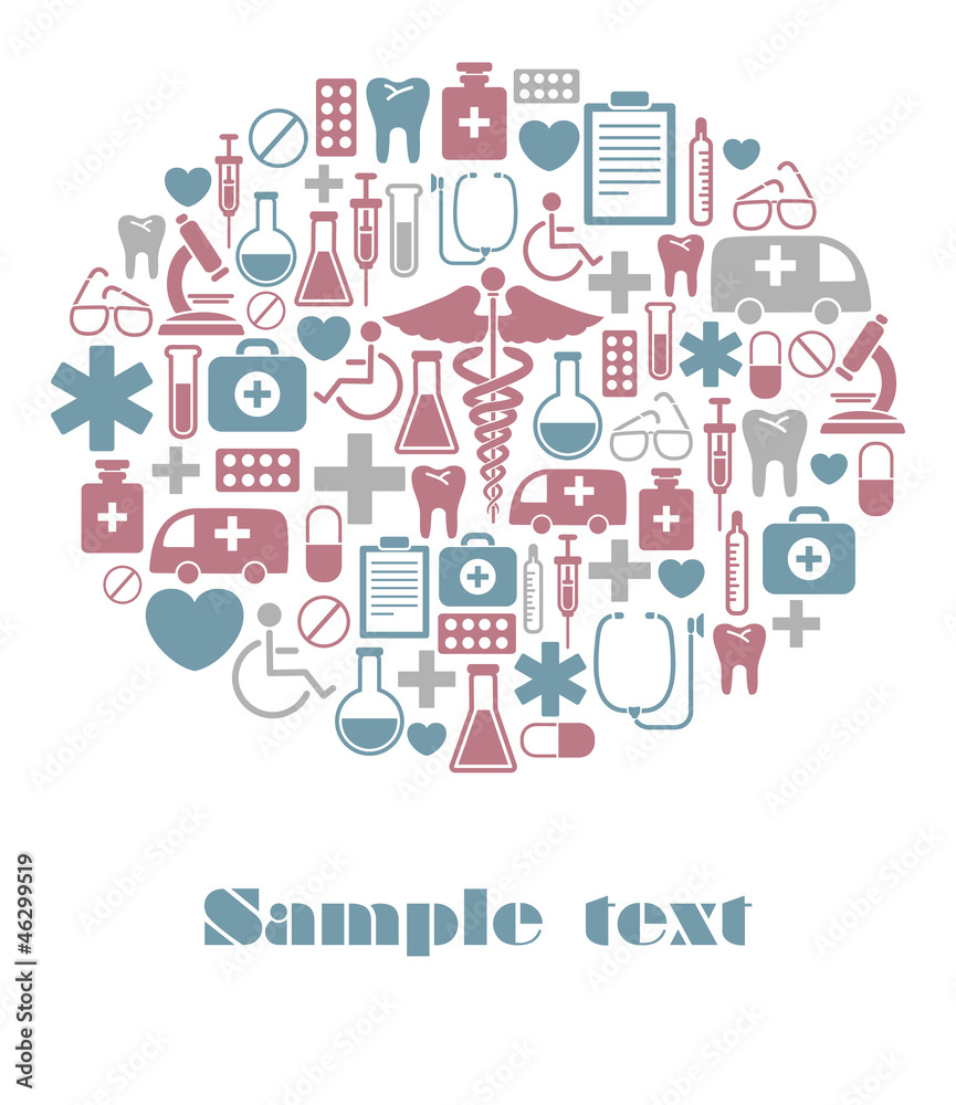 vector card with medical icons