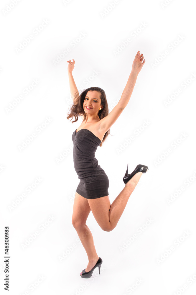 woman dancing and junping