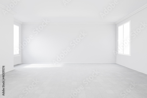 Empty room with two windows photo