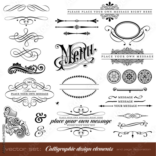 vector set: calligraphic elements and page decoration photo