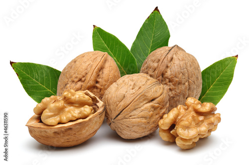 Walnuts and leaves