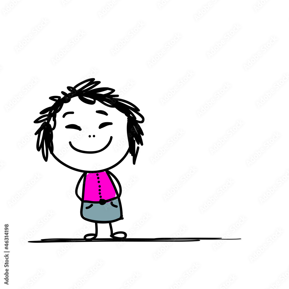 Funny girl sketch for your design Funny girl sketch for your design