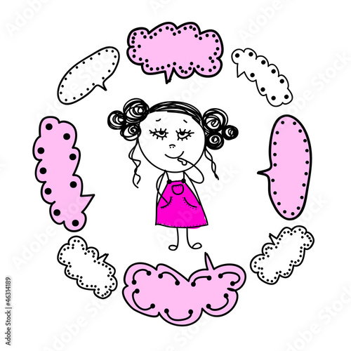 Funny girl sketch for your design