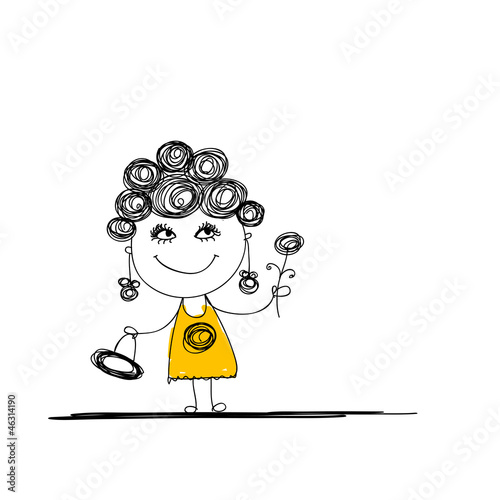 Funny girl sketch for your design
