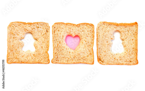 Wheat Bread Slice with boy and gril  Isolated on White