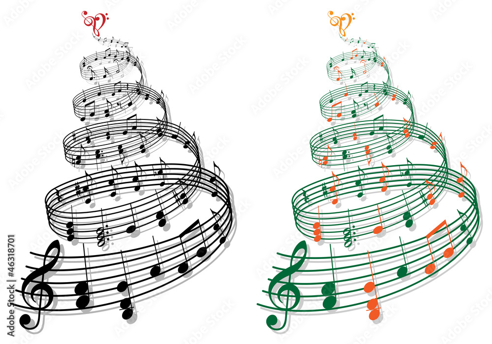 Naklejka premium tree with music notes, vector