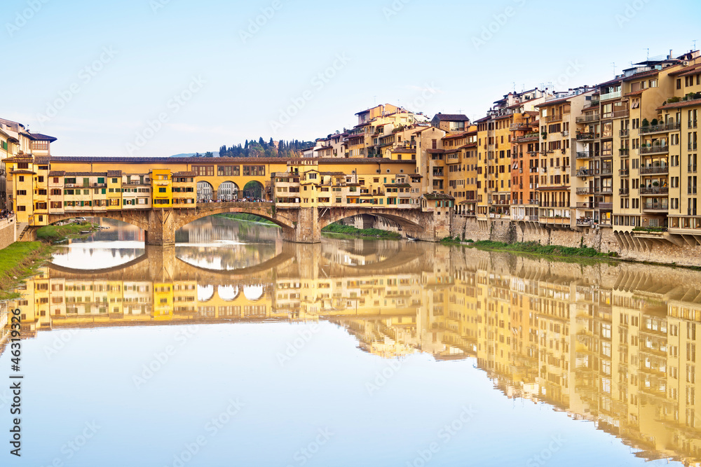 Ponte Vecchio landmark, old bridge, in Florence. Italy