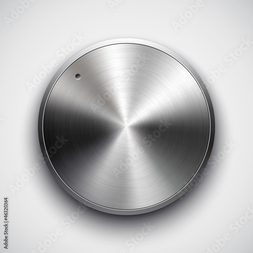 Music button with metal texture, shadow for web interface