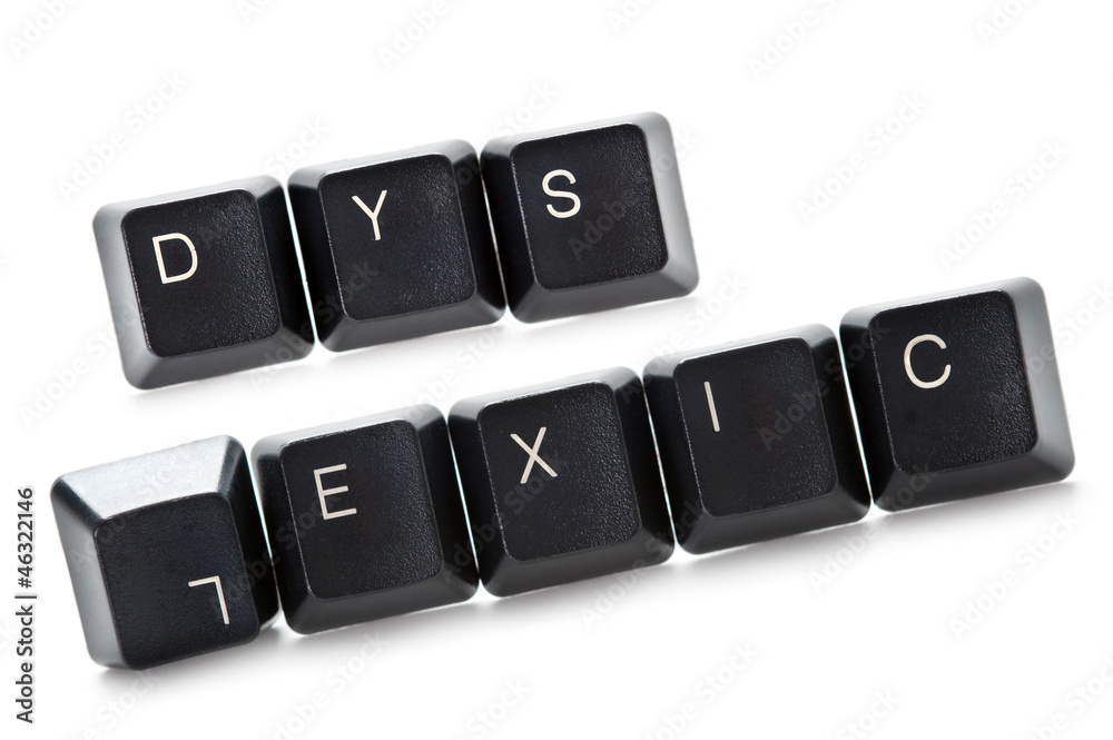 dyslexic computer keys isolated